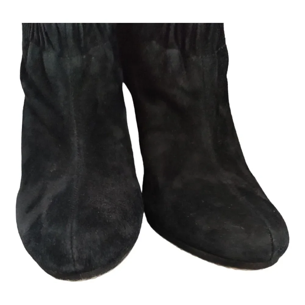 Sam Edelman women's black suede Leather ankle boots heel slip on size 9M
